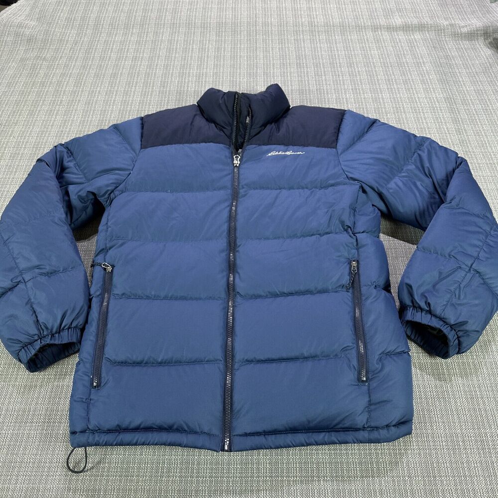 Eddie Bauer Jacket Mens Small Blue Puffer EB650 Goose Down Quilted Outdoors